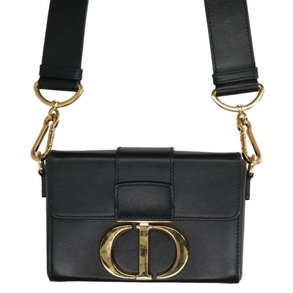 Dior Montaigne Calfskin Shoulder Bag Black Gold - Picture 1 of 5